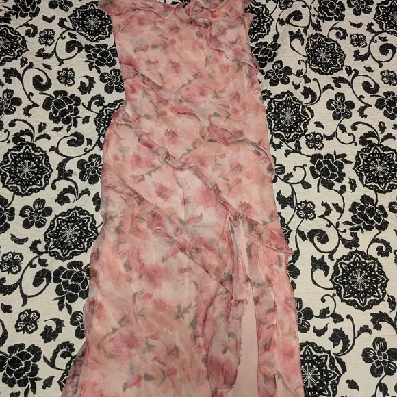 Lulu's Floral Pink Ruffle Dress - Picture 4 of 13